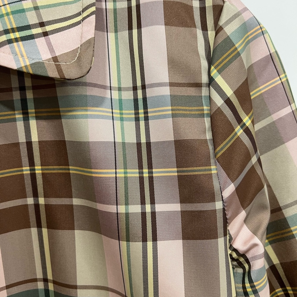 GAP Women's Trench Coat - Brown and Pink Plaid - Picture 3 of 16